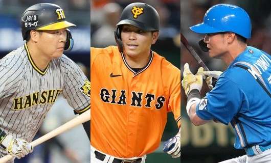 （左から）阪神・大山悠輔、巨人・大城卓三、日本ハム・清宮幸太郎