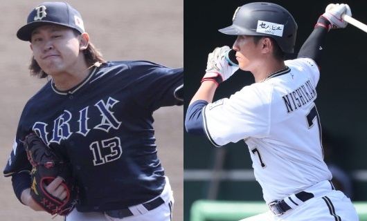 （左から）オリックス・宮城大弥、西川龍馬
