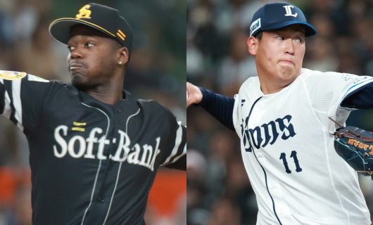 （左から）ソフトバンク・リバン・モイネロ、西武・上田大河