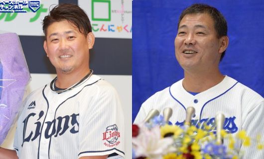 西武時代の松坂大輔（左）と中日時代の福留孝介