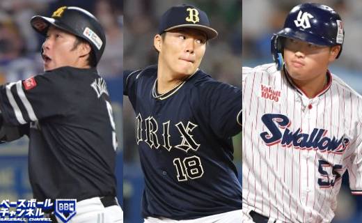 (左から)柳田悠岐、山本由伸、村上宗隆