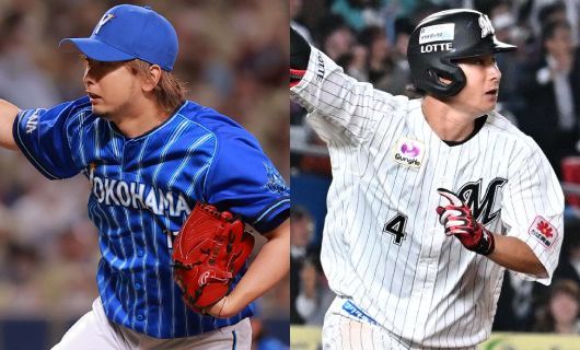 DeNA・三嶋一輝（左）とロッテ・藤岡裕大