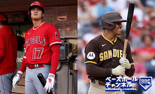 ロサンゼルス・エンゼルスの大谷翔平とサンディエゴ・パドレスのフアン・ソト