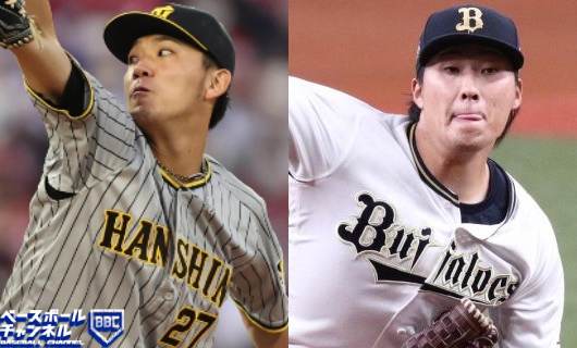 阪神・伊藤将司（左）とオリックス・東晃平