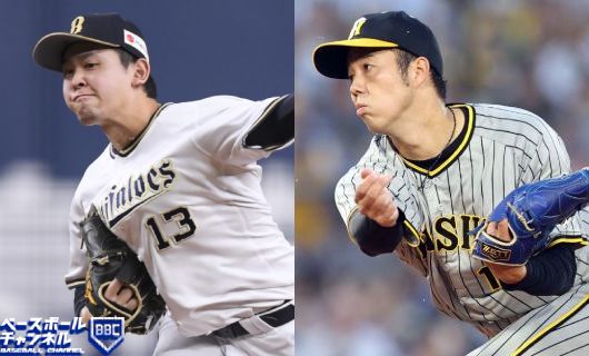 オリックス・宮城大弥（左）と阪神・青柳晃洋