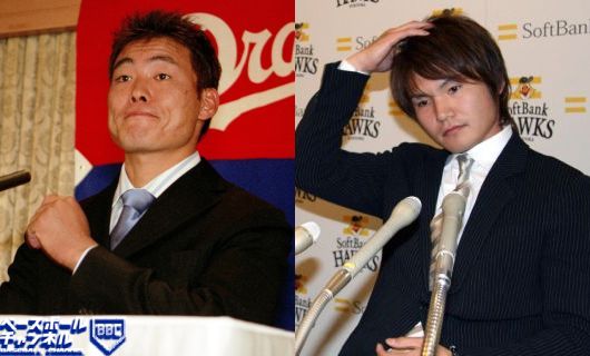 福留孝介（左）と杉内俊哉