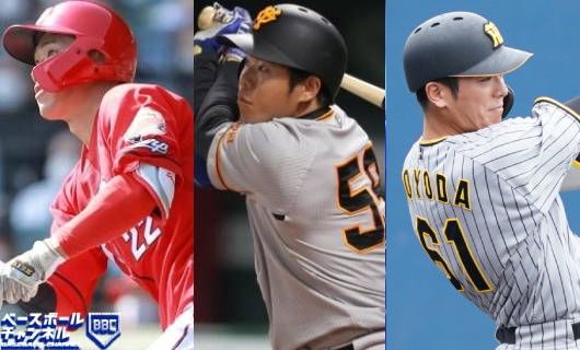 （左から）中村奨成、松原聖弥、豊田寛