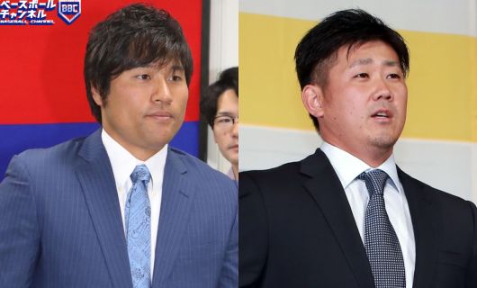 中日時代の平田良介（左）とソフトバンク時代の松坂大輔