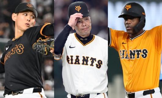 （左から）巨人の泉圭輔、阿部慎之助監督、エリエ・ヘルナンデス