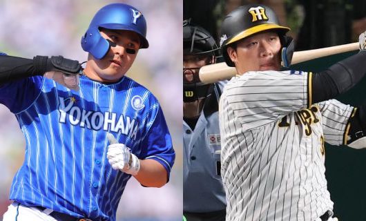 DeNA・佐野恵太（左）と阪神・大山悠輔