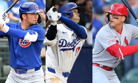 （左から）カブス・鈴木誠也、ドジャース・大谷翔平、カージナルス　ラーズ・ヌートバー