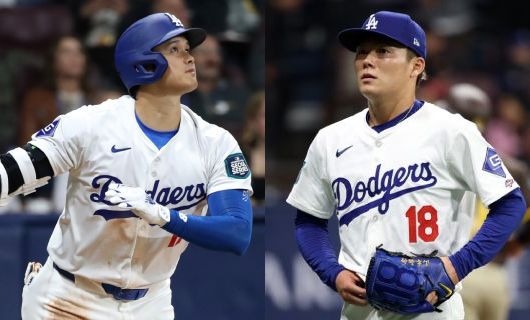 ドジャース・大谷翔平（左）と山本由伸