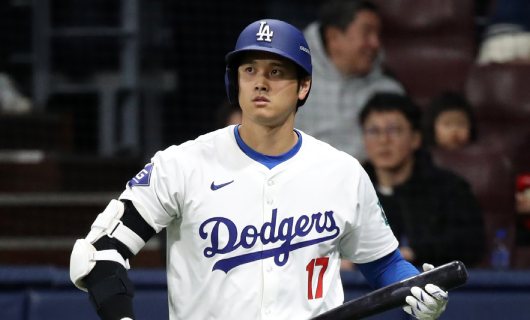 韓国でのエキシビジョンマッチに「2番・指名打者（DH）」で出場するロサンゼルス・ドジャースの大谷翔平選手