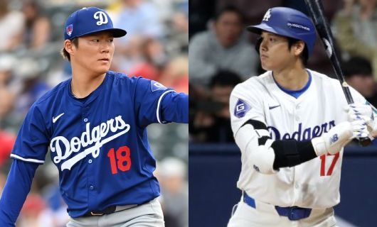 ドジャース・山本由伸（左）と大谷翔平