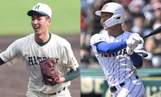 報徳学園・今朝丸裕喜（左）と健大高崎・箱山遥人