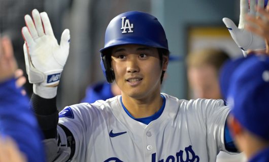 サンディエゴ・パドレス戦に「2番・指名打者（DH）」でスタメン出場し、第4号ソロ本塁打を放つロサンゼルス・ドジャースの大谷翔平選手