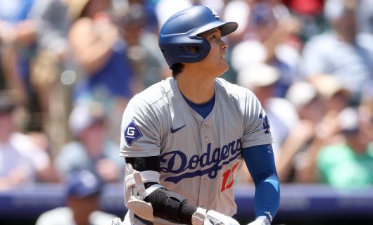 コロラド・ロッキーズ戦に「1番・指名打者（DH）」でスタメン出場し、第21号ソロ本塁打を放つロサンゼルス・ドジャースの大谷翔平選手