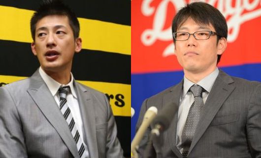 阪神時代の能見篤史（左）と中日時代の井端弘和