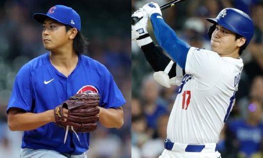 シカゴ・カブスの今永昇太（左）とロサンゼルス・ドジャースの大谷翔平