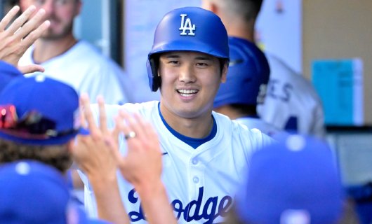 ボストン・レッドソックス戦に「1番・指名打者（DH）」でスタメン出場し、第30号ソロ本塁打を放つロサンゼルス・ドジャースの大谷翔平選手