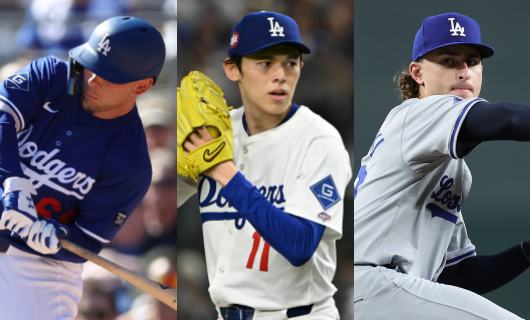 （左から）ラッシング、佐々木朗希、ロブレスキ